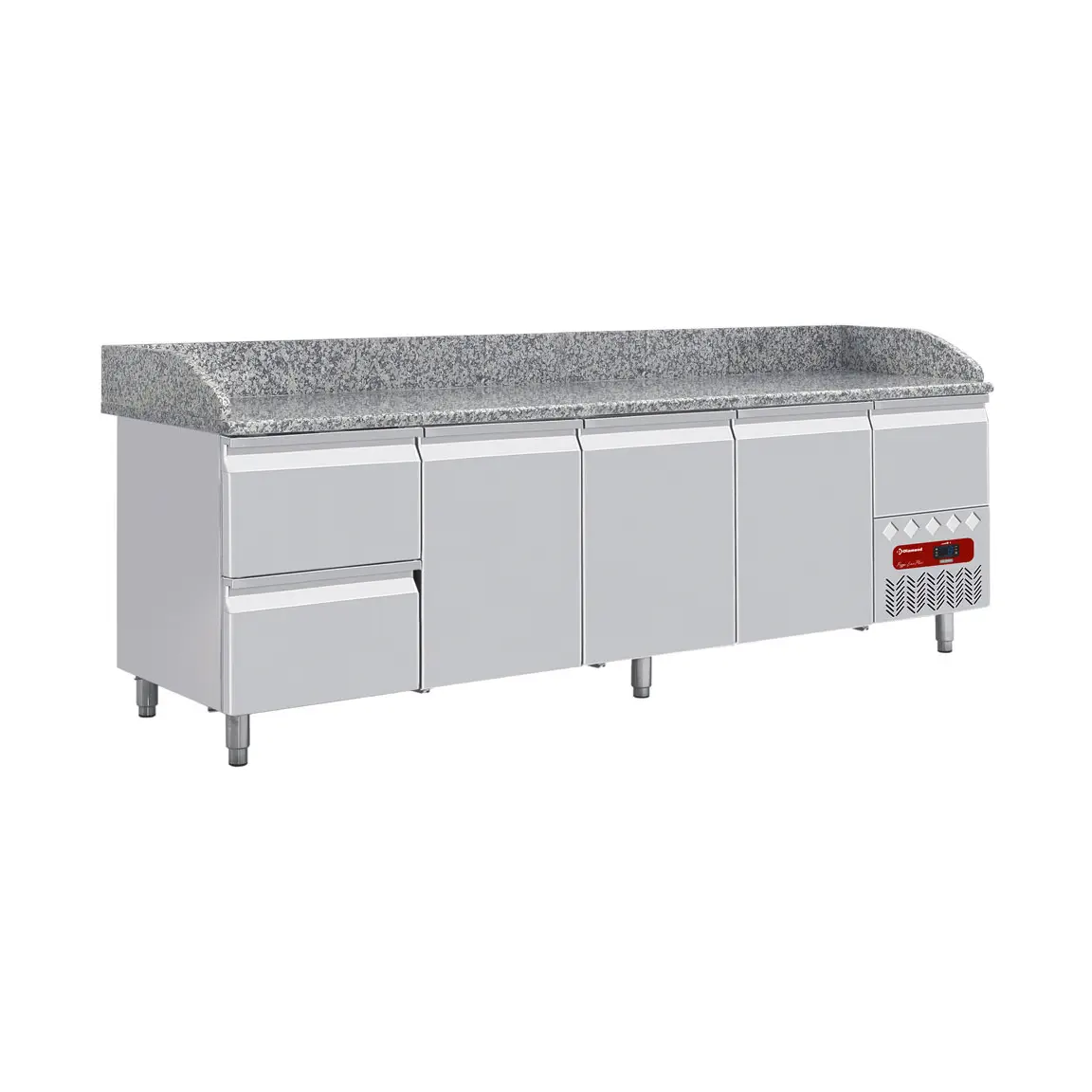 Table frigo 3 portes 600x400, 2 tiroirs neutres (8x bacs 600x400) + tiroir ustensiles
