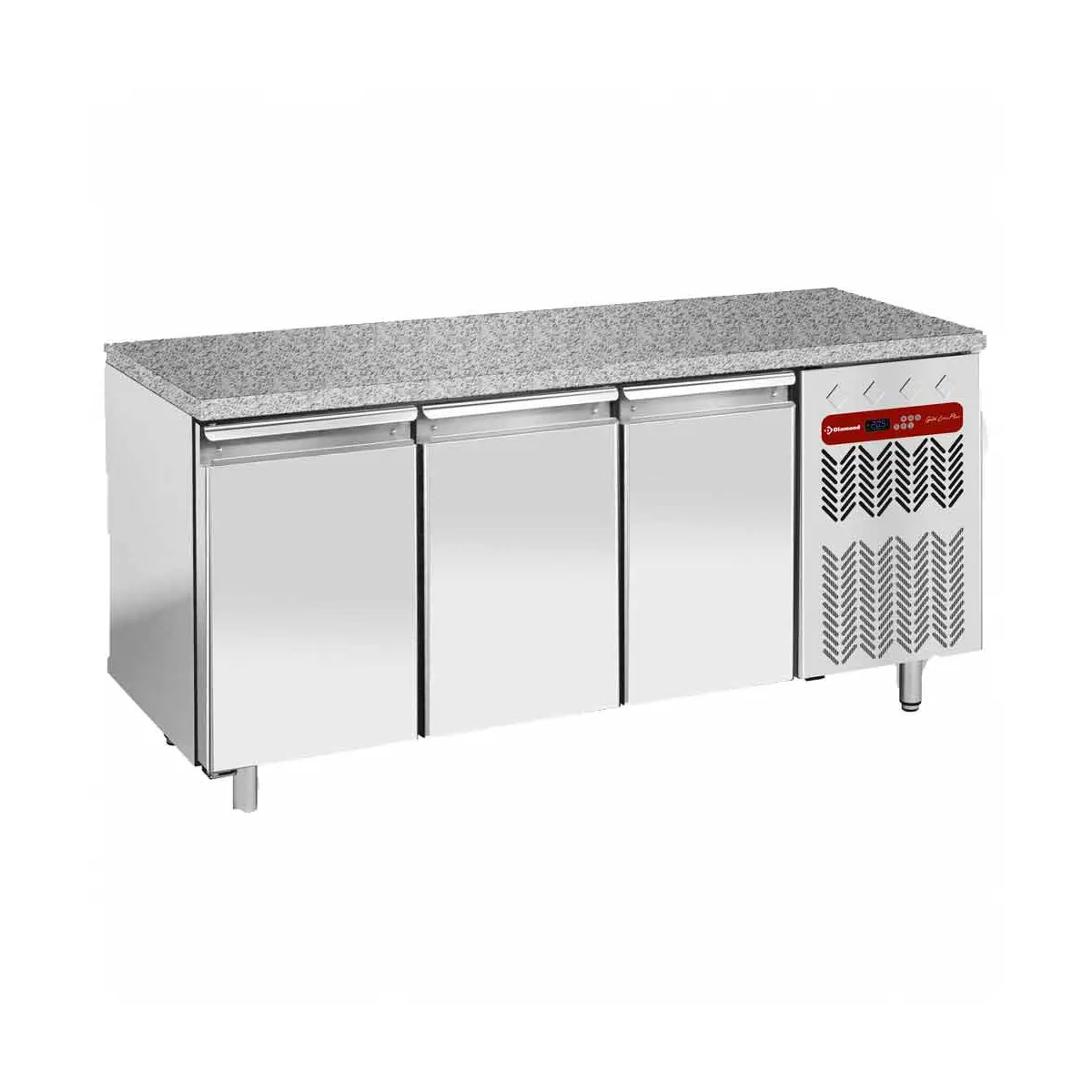Table de congélation, ventilée, 3 portes EN 600x400 - Top en granit