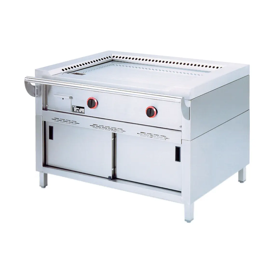 Plaque "Teppanyaki" gaz, 2 zones (2x 7 kW), sur armoire