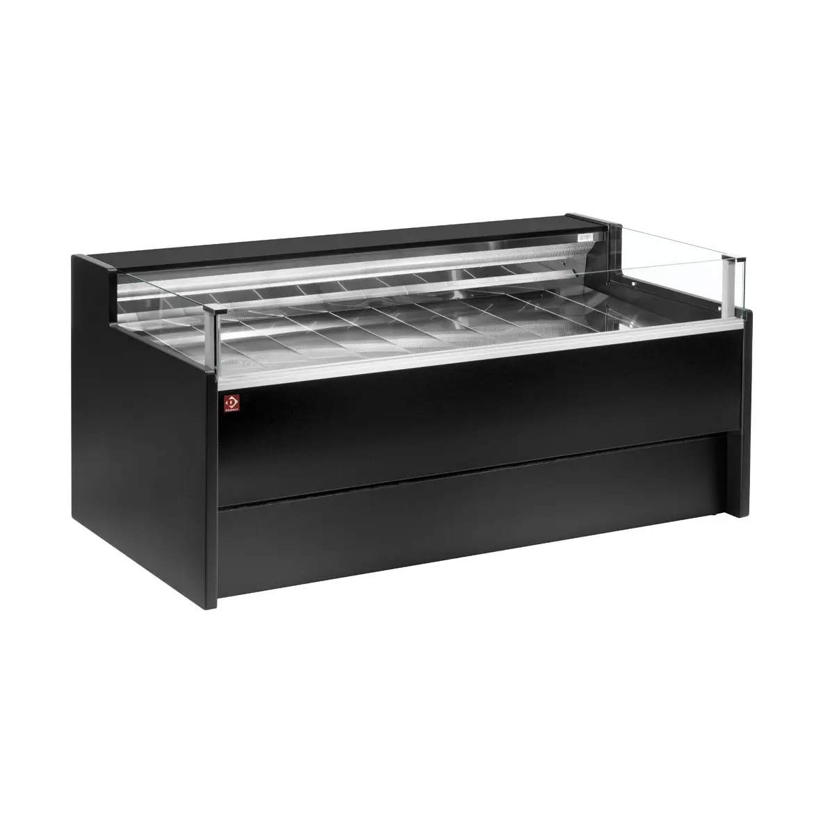 Comptoir vitrine réfrigéré à vitre Self-service, ventilé, avec réserve - NOIR - 1500 x 1085 mm