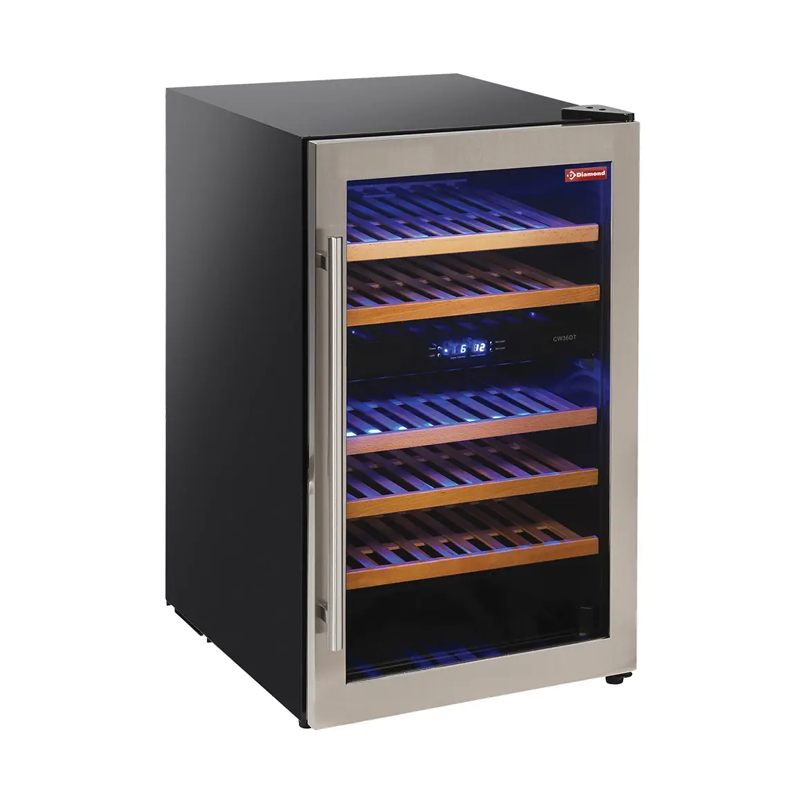 Vitrine cave à vins, ventilée, porte en acier inox,140 Lt - 2 T° - NOIRE