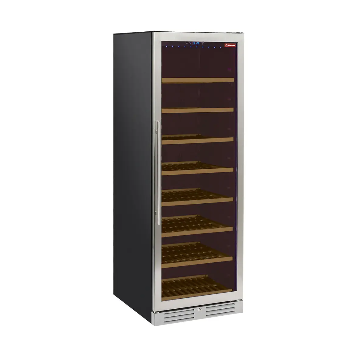 Vitrine cave à vins, ventilée, porte en acier inox, 470 Lt. - NOIRE