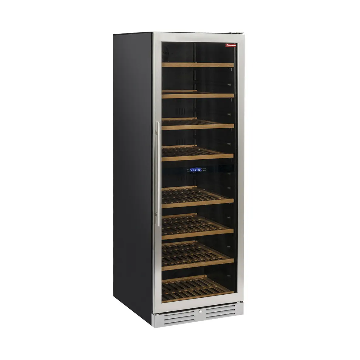 Vitrine cave à vins, ventilée, porte en acier inox, 470 Lt - 2 T° - NOIRE