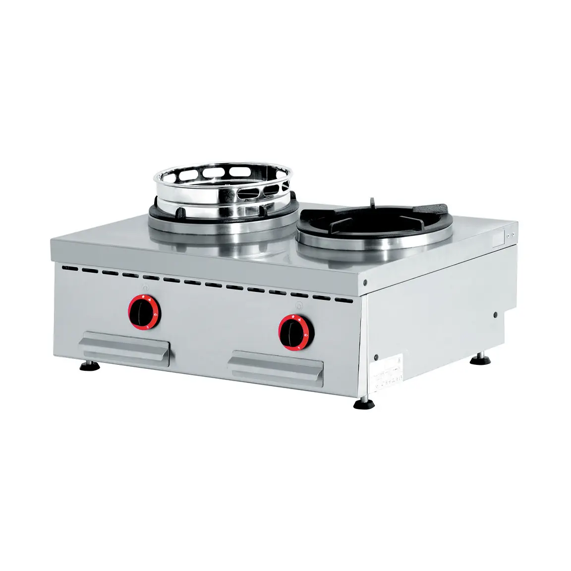 Feux wok gaz de table, 2 feux (2x 13 kW)