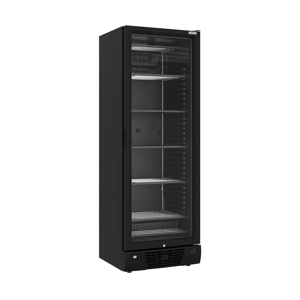 Vitrine ventilée négative vitrée 382 litres - 5 niveaux fixes - NOIRE