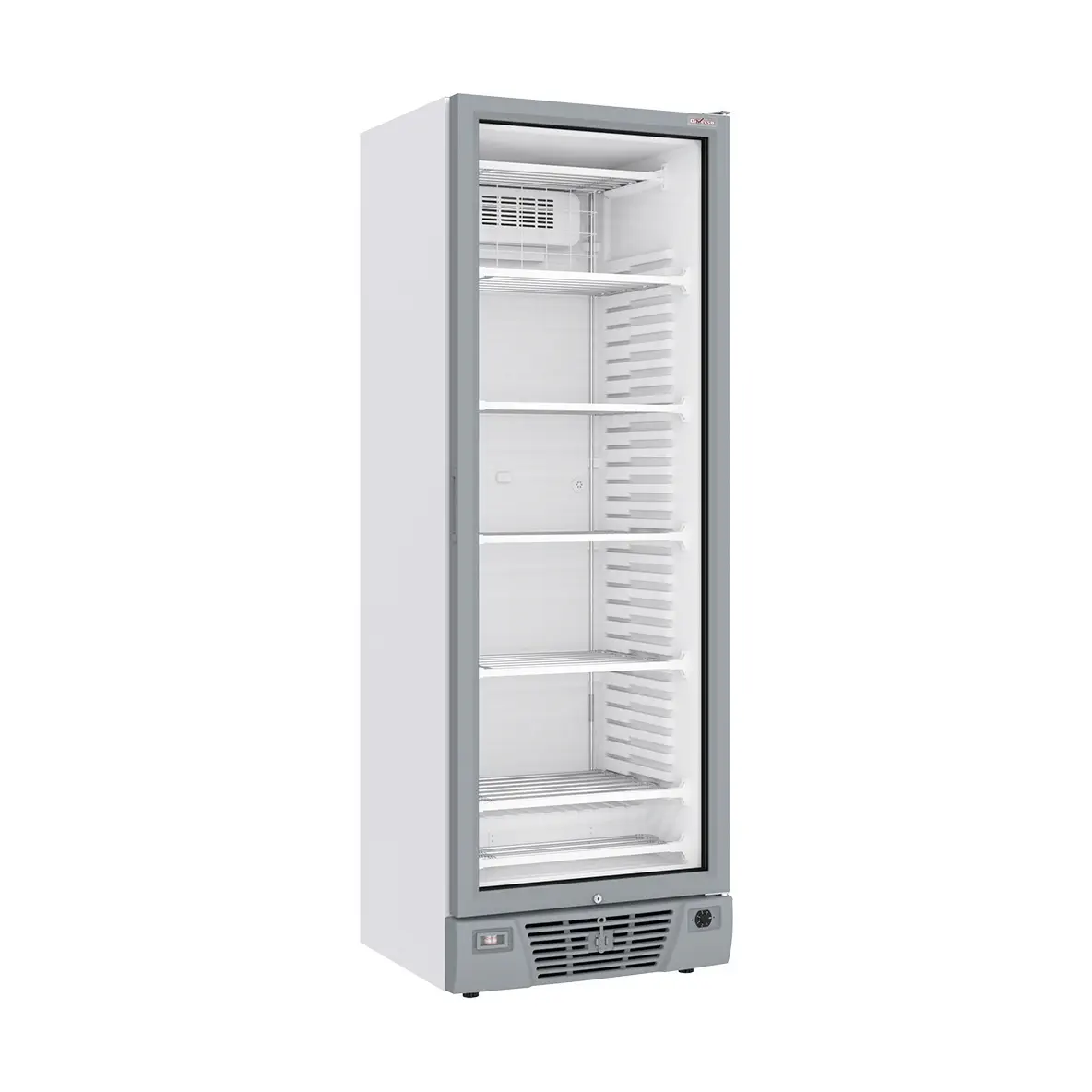 Vitrine ventilée négative vitrée 382 litres - 5 niveaux fixes - BLANCHE