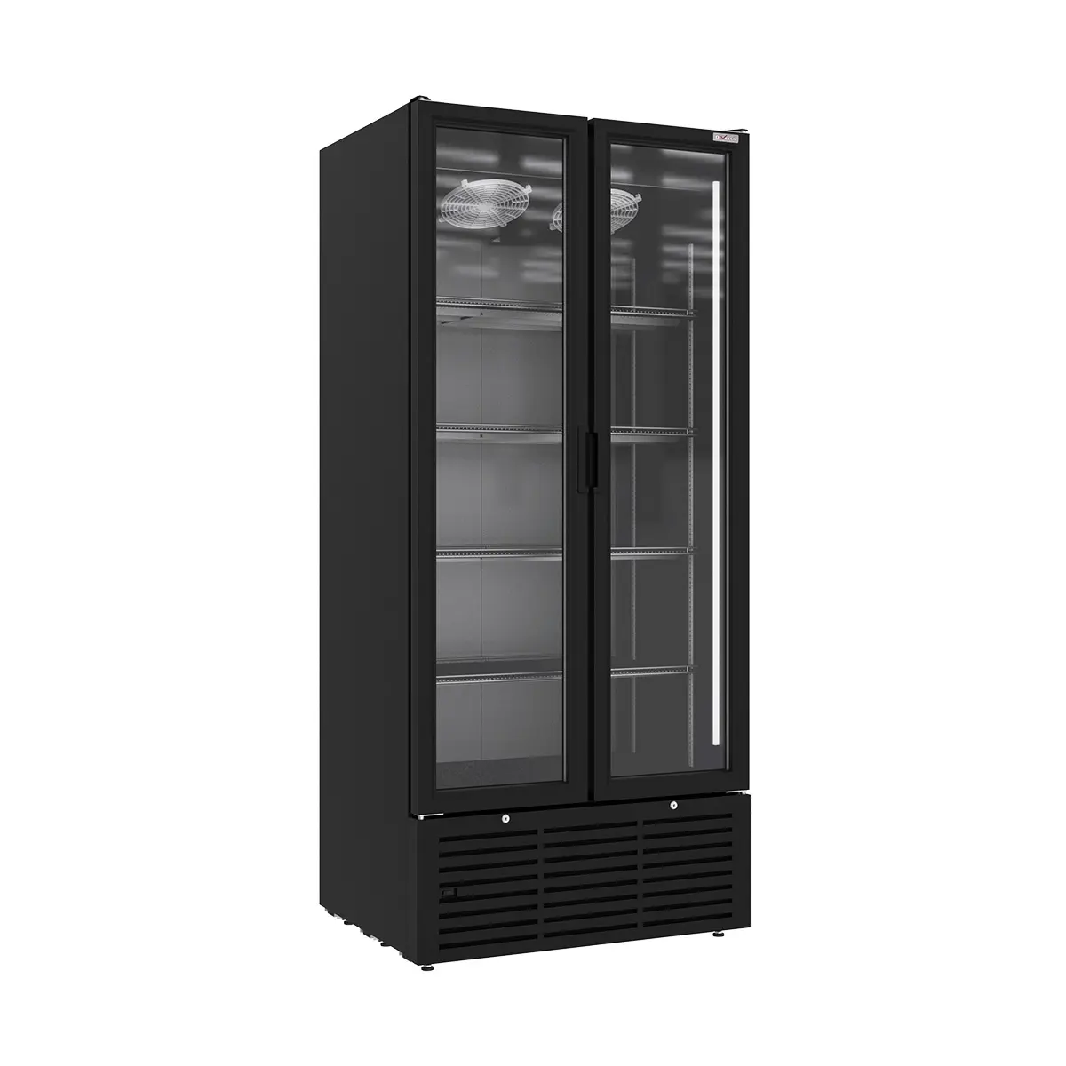 Vitrine ventilée positive 804 litres, 2 portes battantes, NOIRE