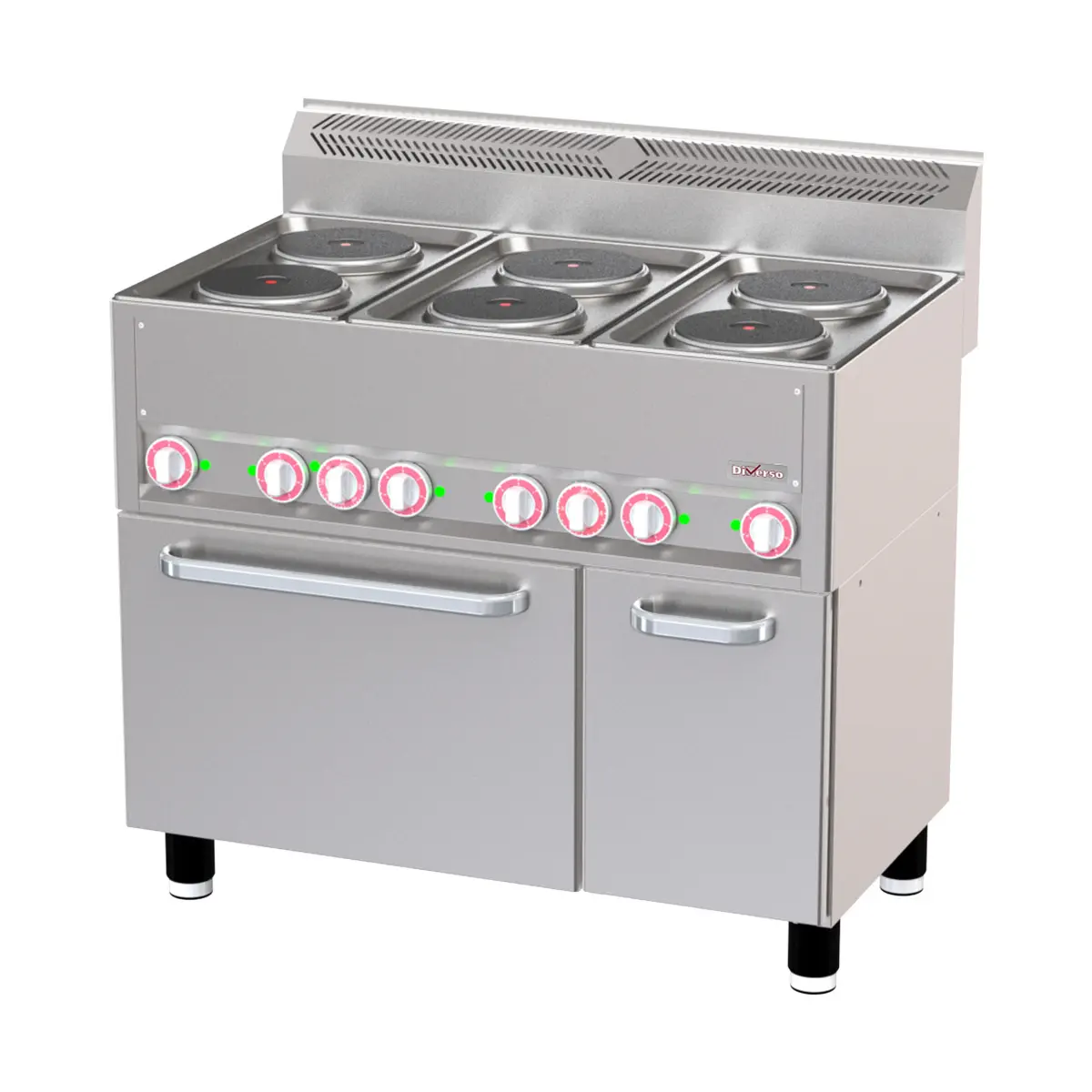 Fourneau 6 plaques électriques sur four à convection GN1/1 et armoire neutre