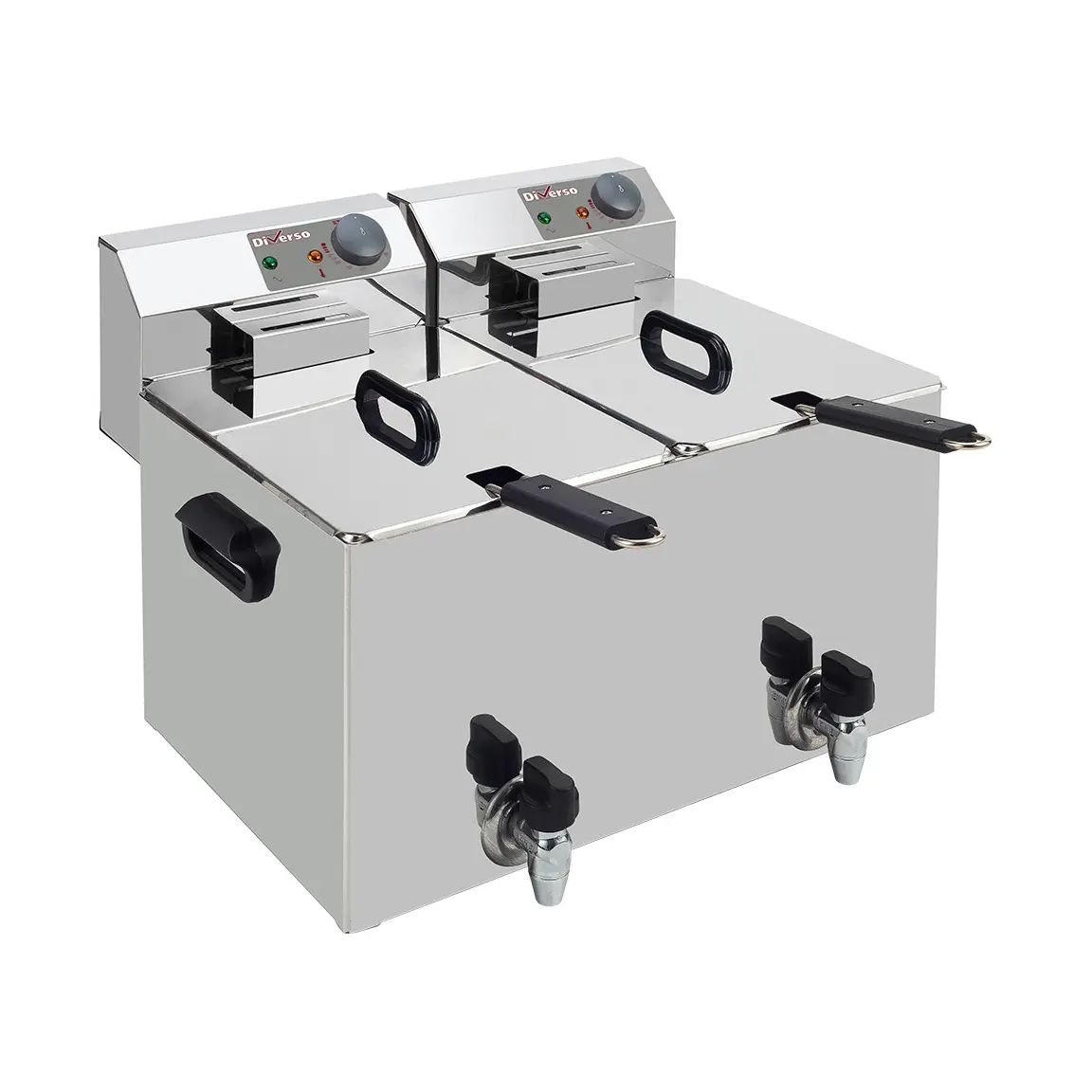 Friteuse de table électrique 2x 8 litres + robinet de vidange