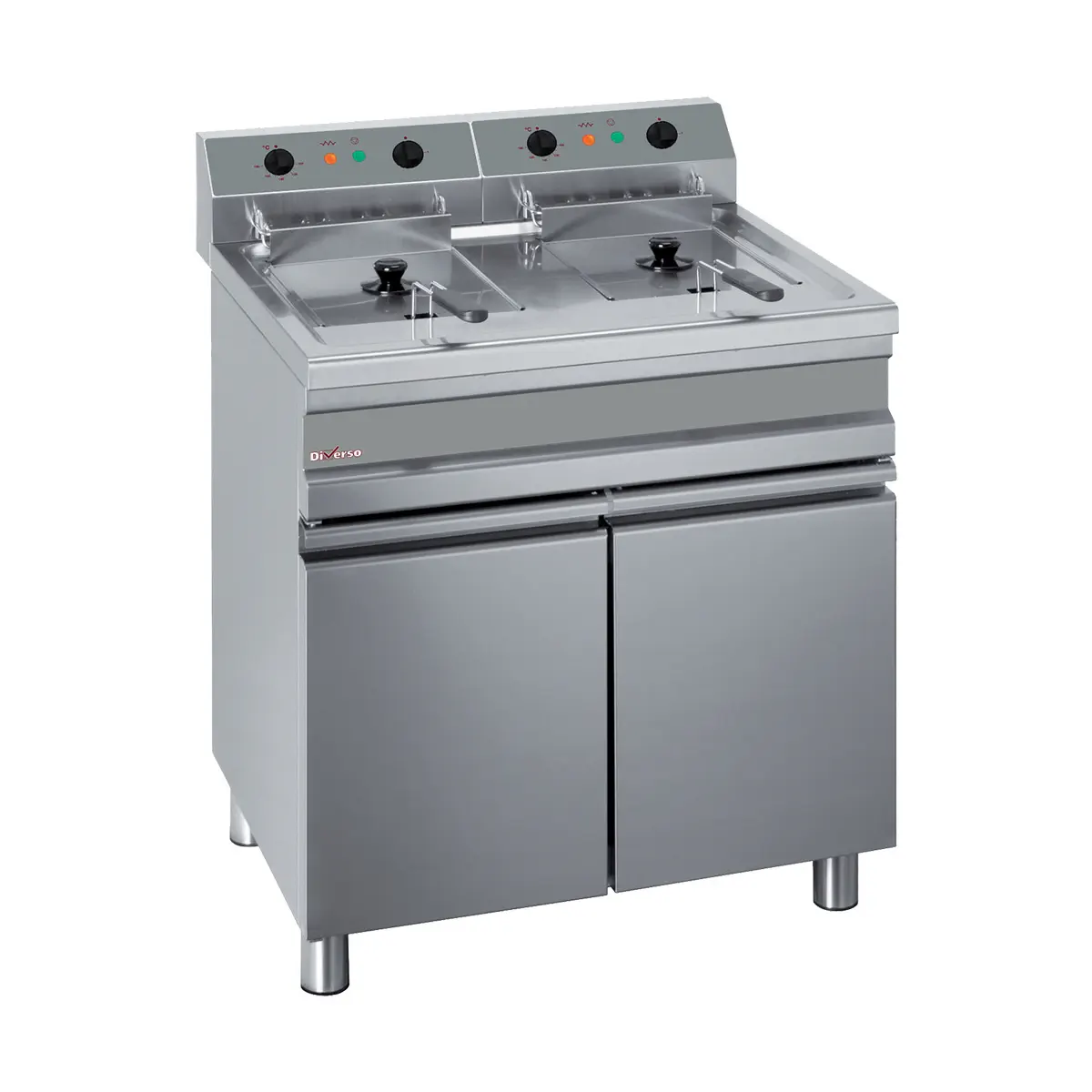 Friteuse électrique 2 cuves de 14 litres sur armoire