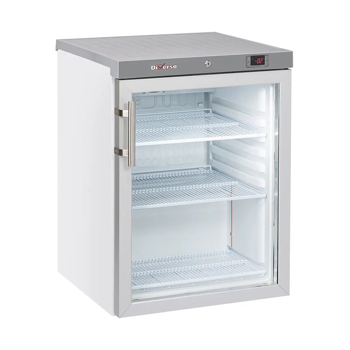 Frigo ventilé, porte vitrée, 200 Litres - blanc