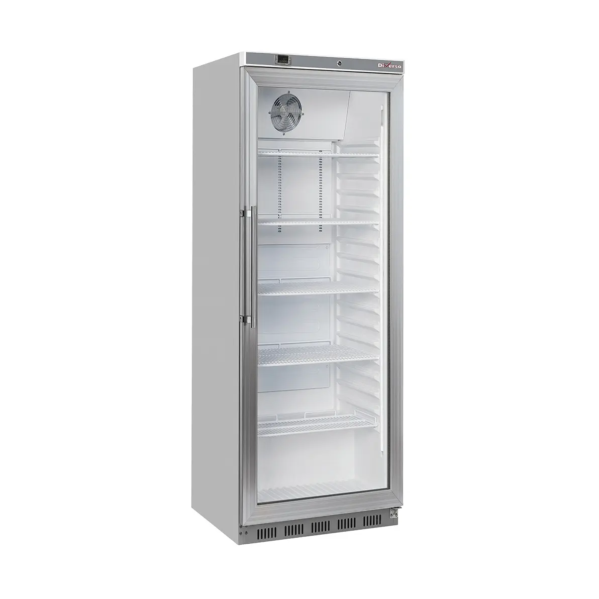 Armoire frigorifique, porte vitrée, ventilée, 400 Lit. acier inox