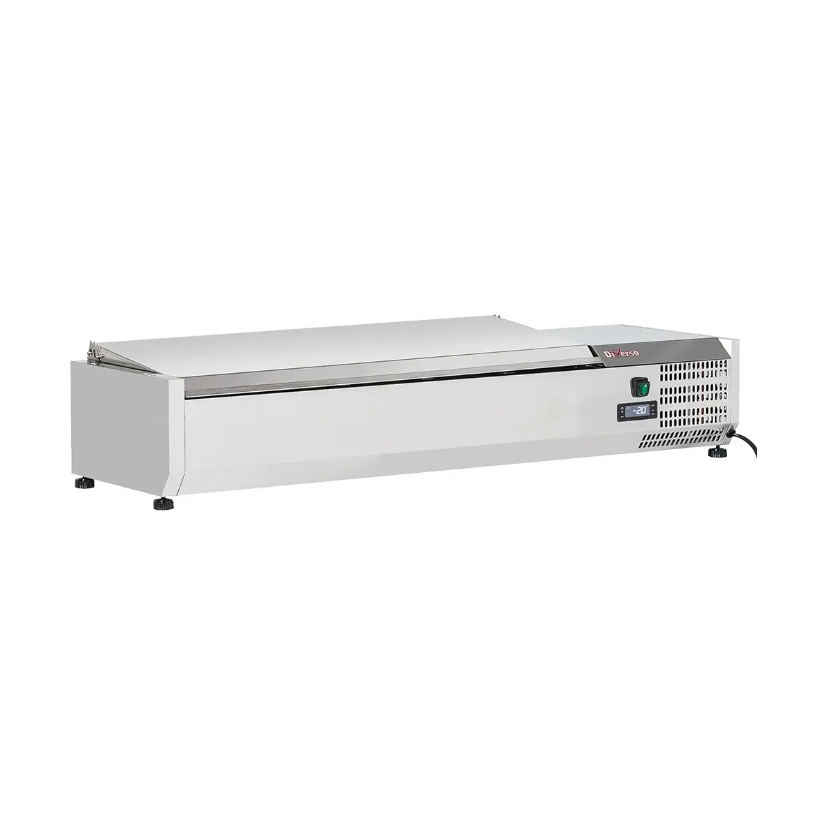 Structure réfrigérée 5 x GN 1/3 & 1x GN 1/2 -150 mm, avec couvercle inox - 1500 x 395 mm