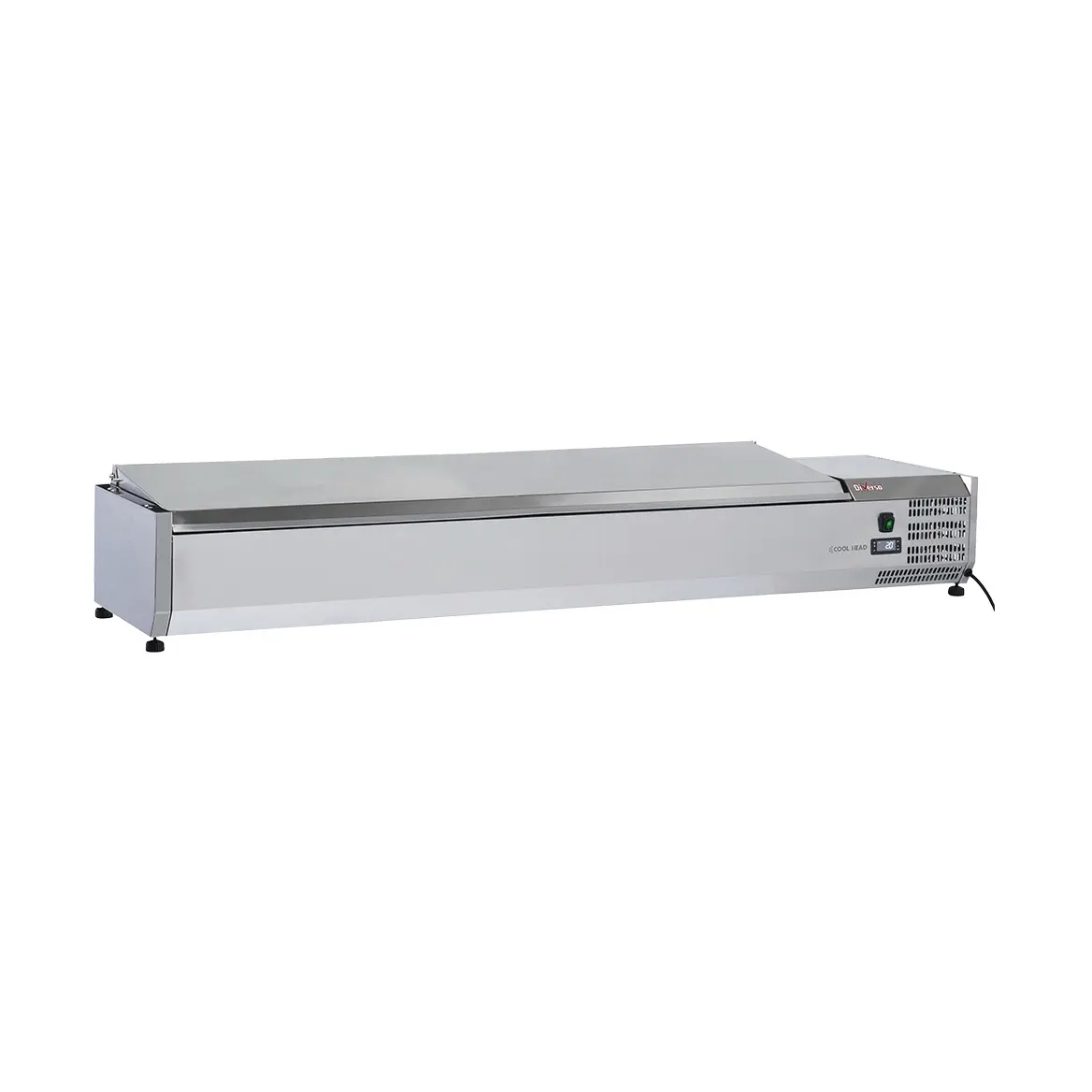 Structure réfrigérée 8 x GN 1/3 -150 mm, avec couvercle inox - 1800 x 395 mm