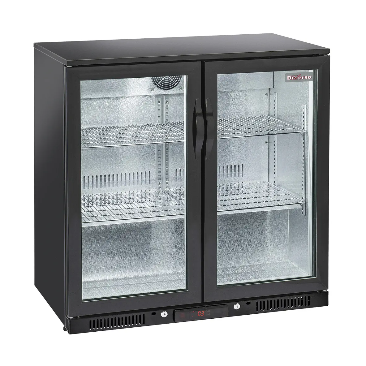 Refroidisseur de bouteilles "arrière bar" ventilé, 2 portes vitrées battantes 