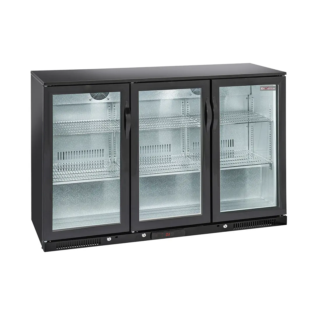 Refroidisseur de bouteilles "arrière bar" ventilé, 3 portes  vitrées battantes 