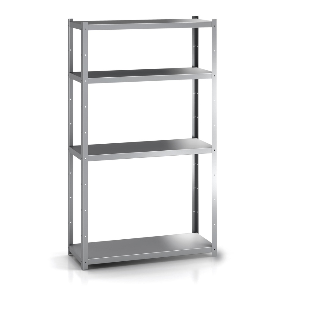 Etagère inox e = 1,5mm 1200x300x2000 mm sans renfort omégas 4 niveaux