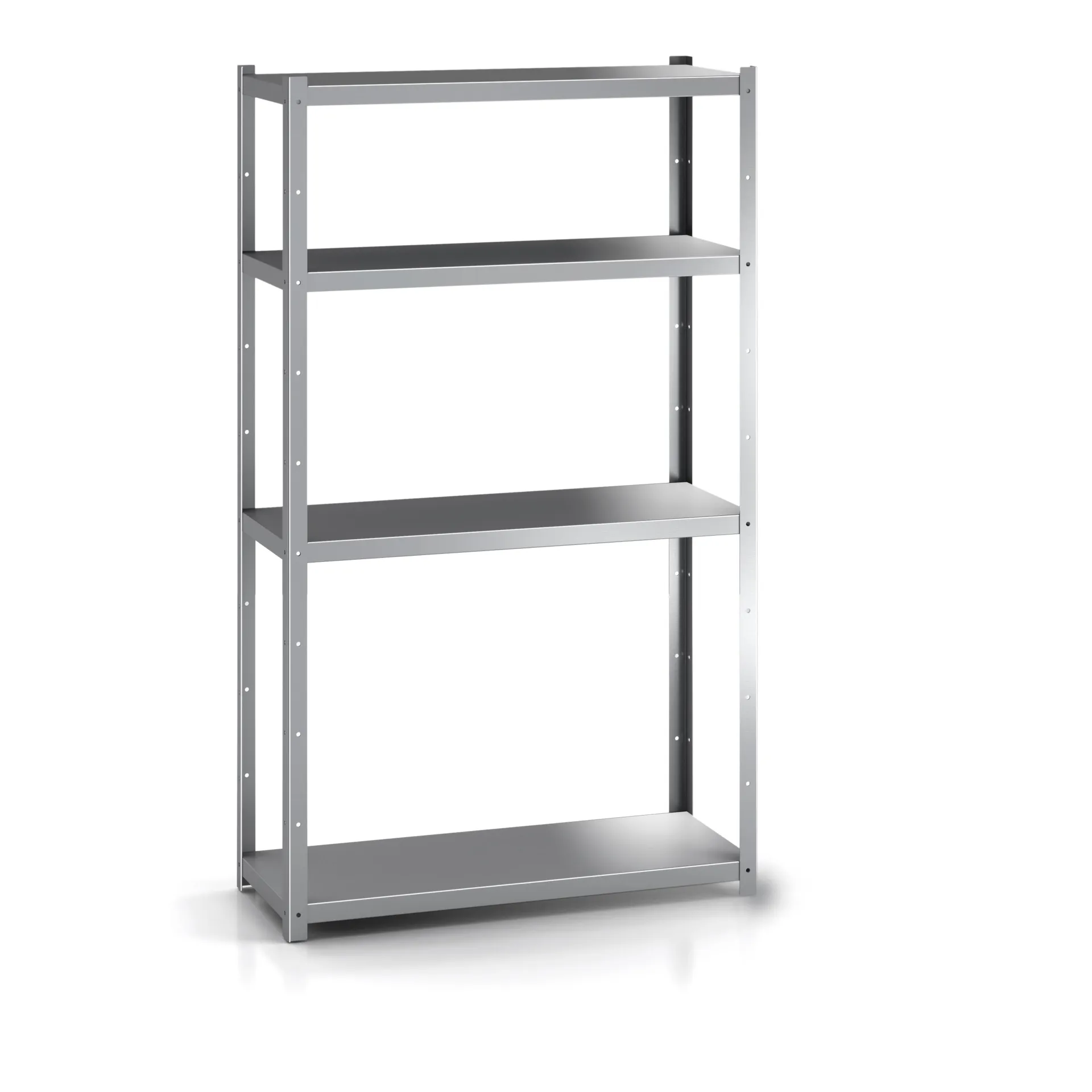 Étagère sur pied en acier inoxydable e = 1,5 mm 1200x400x2000 mm avec omégas de renfort à 6 niveaux