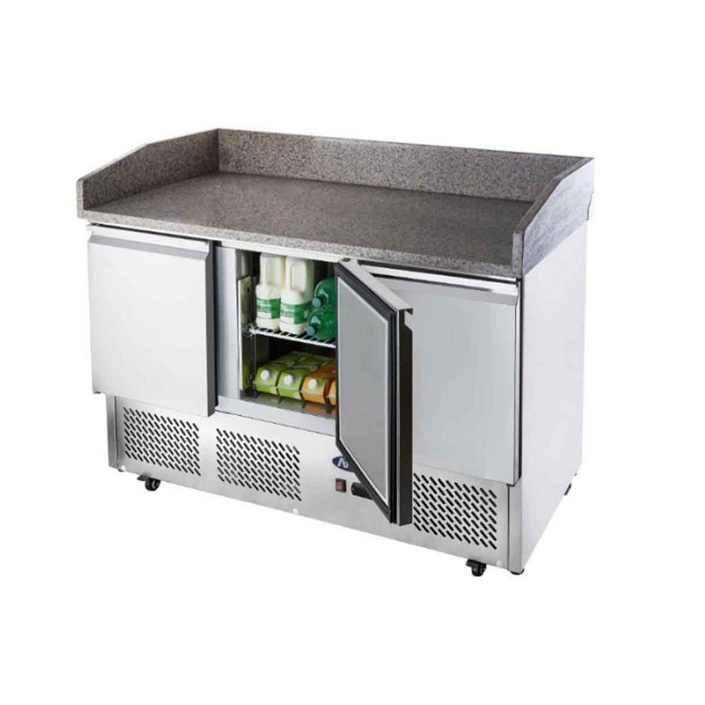 Meuble à pizzas GN1/1 - 3 portes - Dessus granit - 380L - Inox