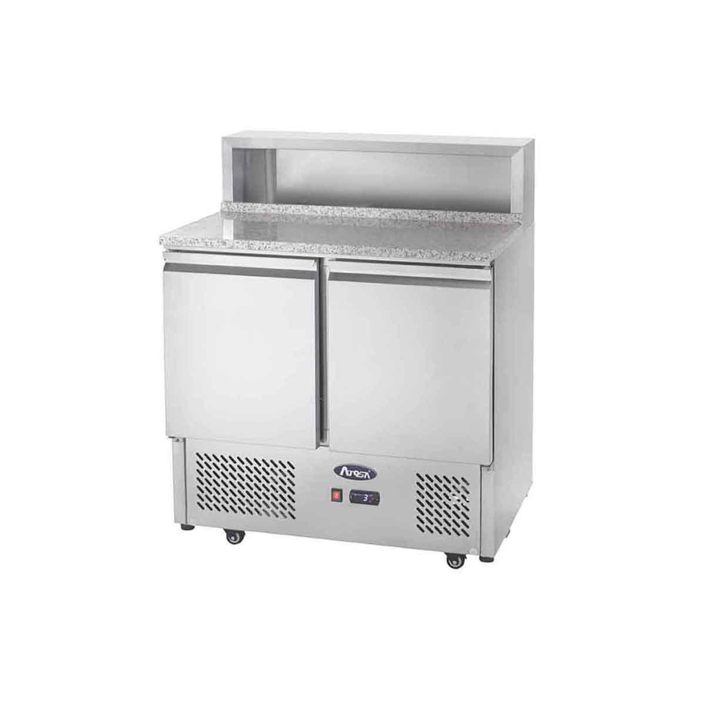 Meuble à pizzas GN1/1 - 2 portes - Comptoir inox - 300L - Inox