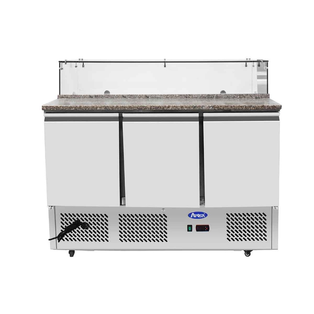 Meuble à pizzas GN1/1 - 3 portes - Pare-haleine vitré - 380L - Inox