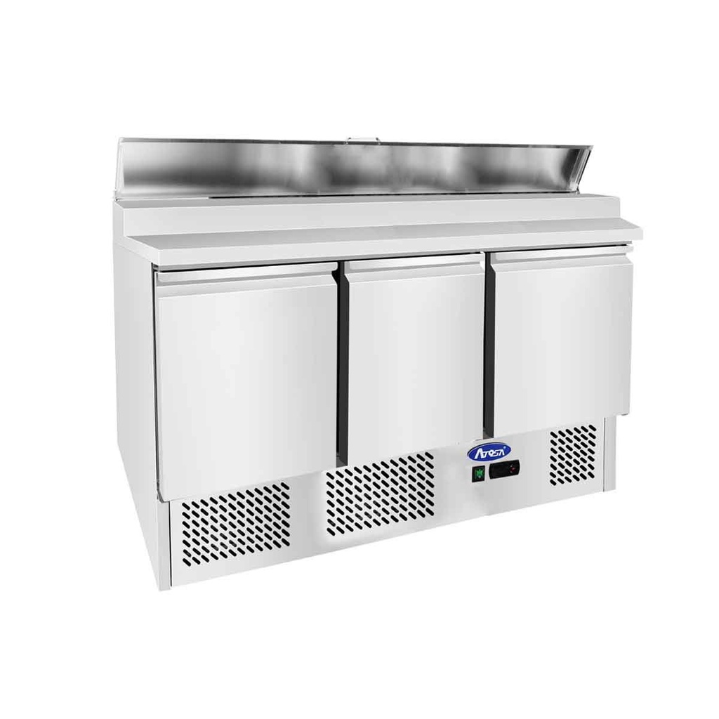 Meuble de préparation GN1/1 - 3 portes - Capot inox - 380L - Inox