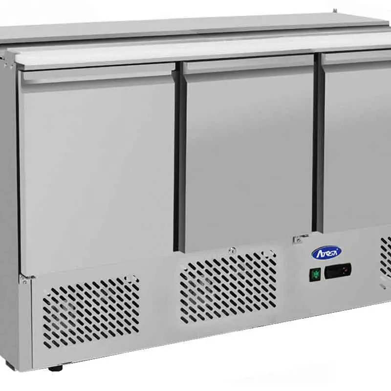 Saladette GN1/1 - 3 portes - Capot inox coulissant - 380L - Inox