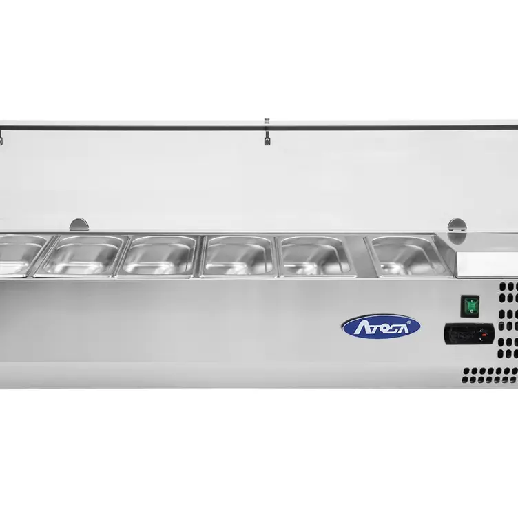 Présentoir à ingrédients VRX 1400/380 - Pare-haleine vitré - 48L - Inox