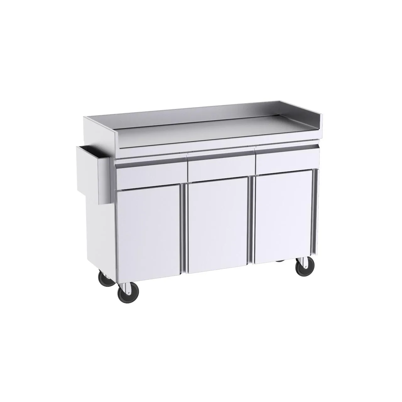 Meuble d'appui pour terrasse avec bavettes latérales 1500x600x1100 avec portes