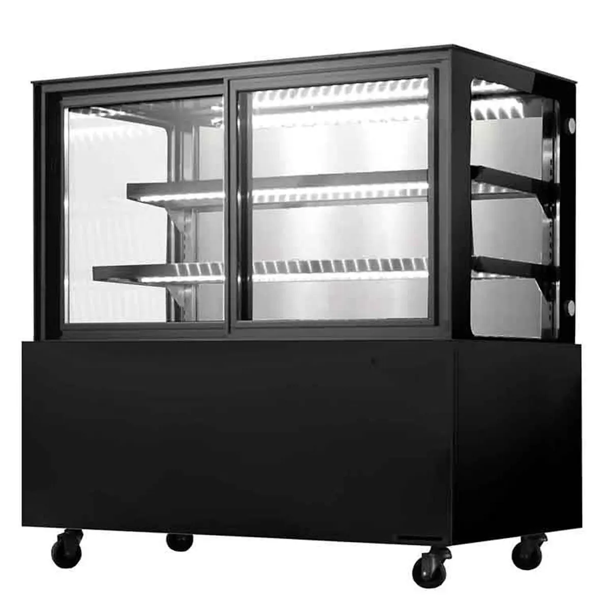 Vitrine murale 1200mm - 2 étagères verre - Vitrage droit - Laquée noire