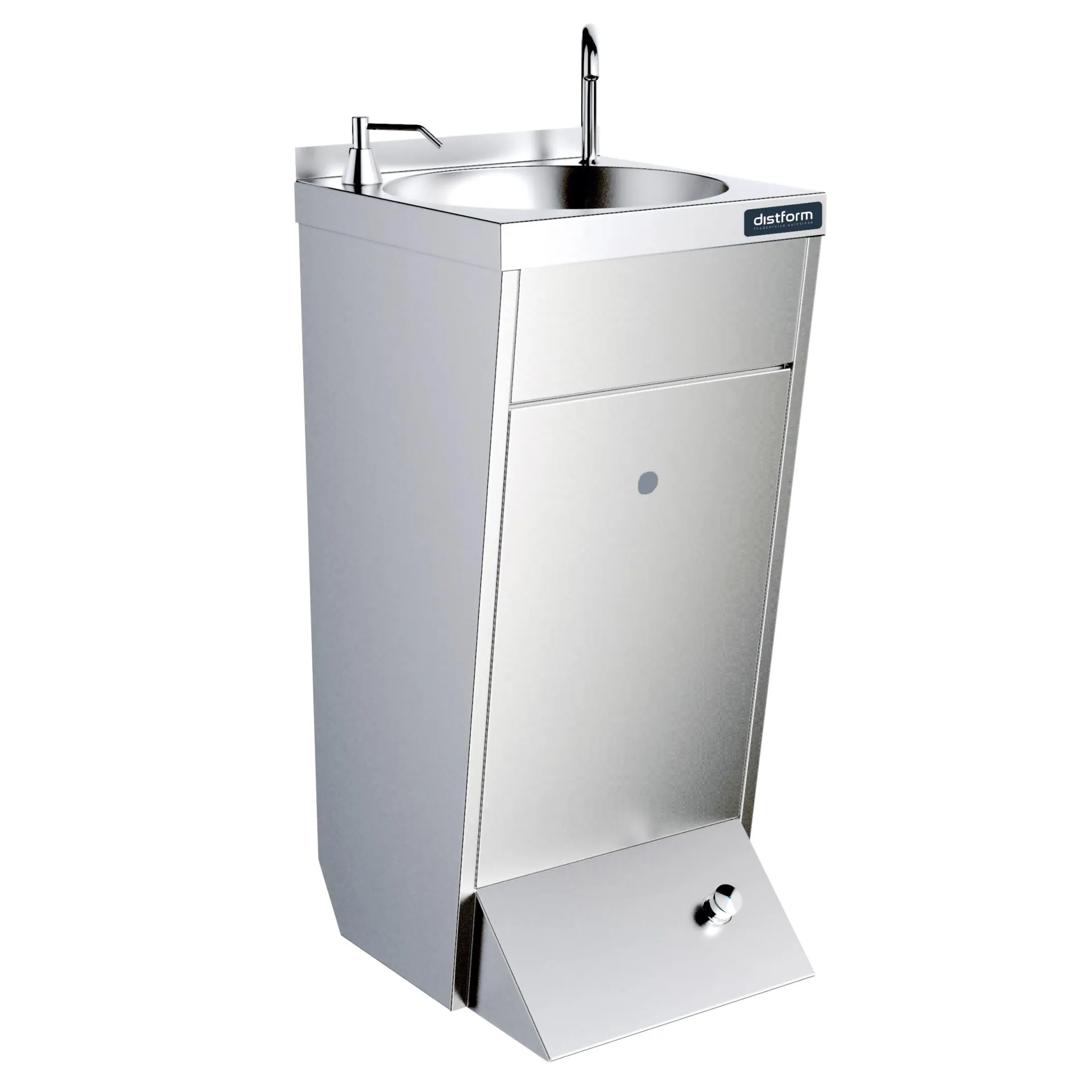 Lave-mains sur piètement 400x440x850 avec robinet à bec pivotant et deux pédales