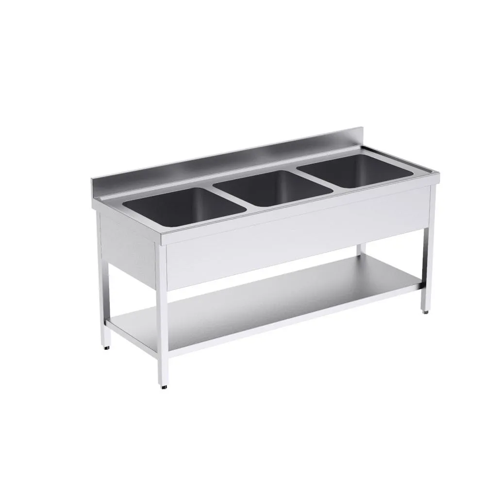 Bâti avec plonge GC 1800x700 triple et étagère