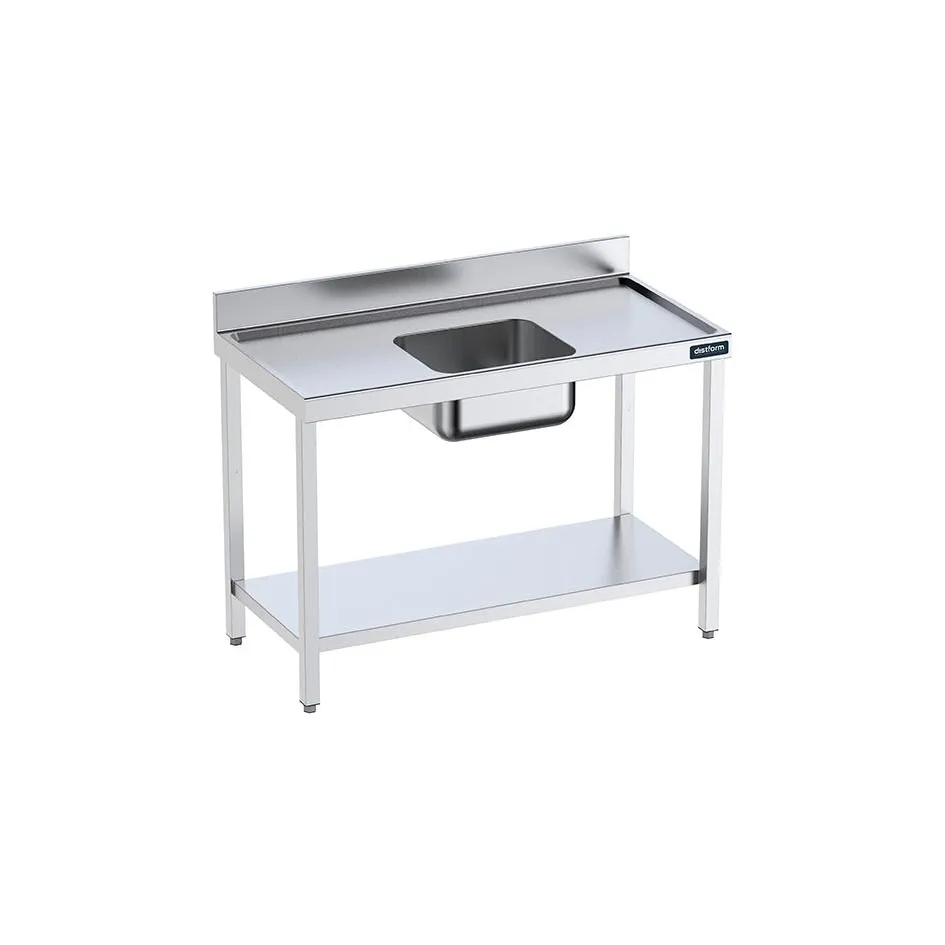 Table de 1800x700 avec bac C, bord anti-ruissellement et étagère