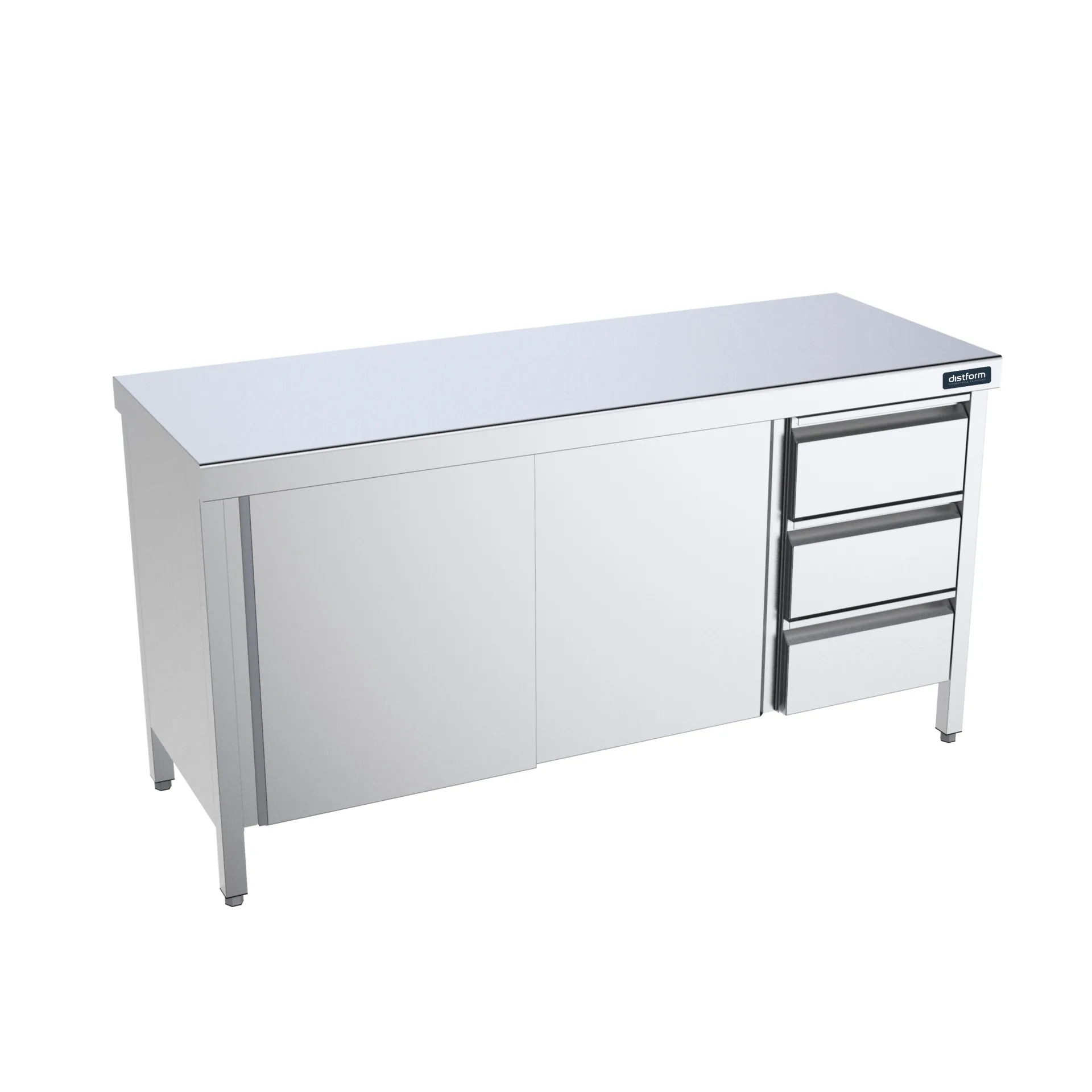 Table centrale 1600x700 avec portes et module de tiroirs à droite