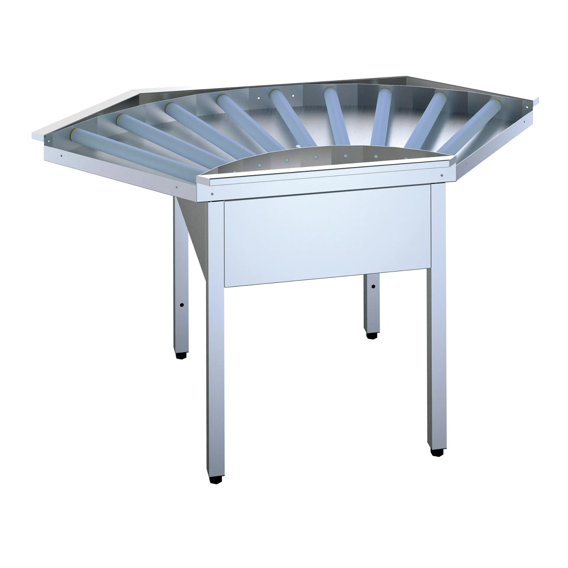 Table lave-vaisselle à rouleaux d'angle à 90º