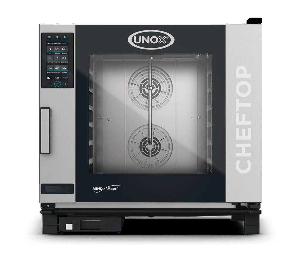 Four mixte CHEFTOP MIND.Maps™ PLUS COUNTERTOP 6 GN 2/1 Gaz Préchauffage 300°C - charnière droite