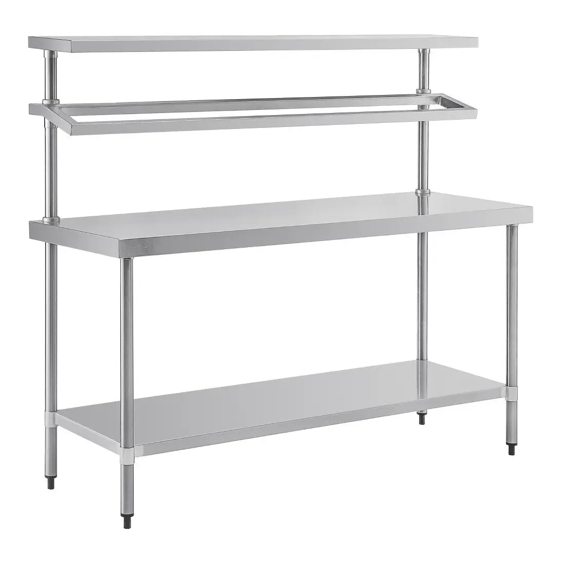 Grande table de préparation inox avec support bacs GN Vogue