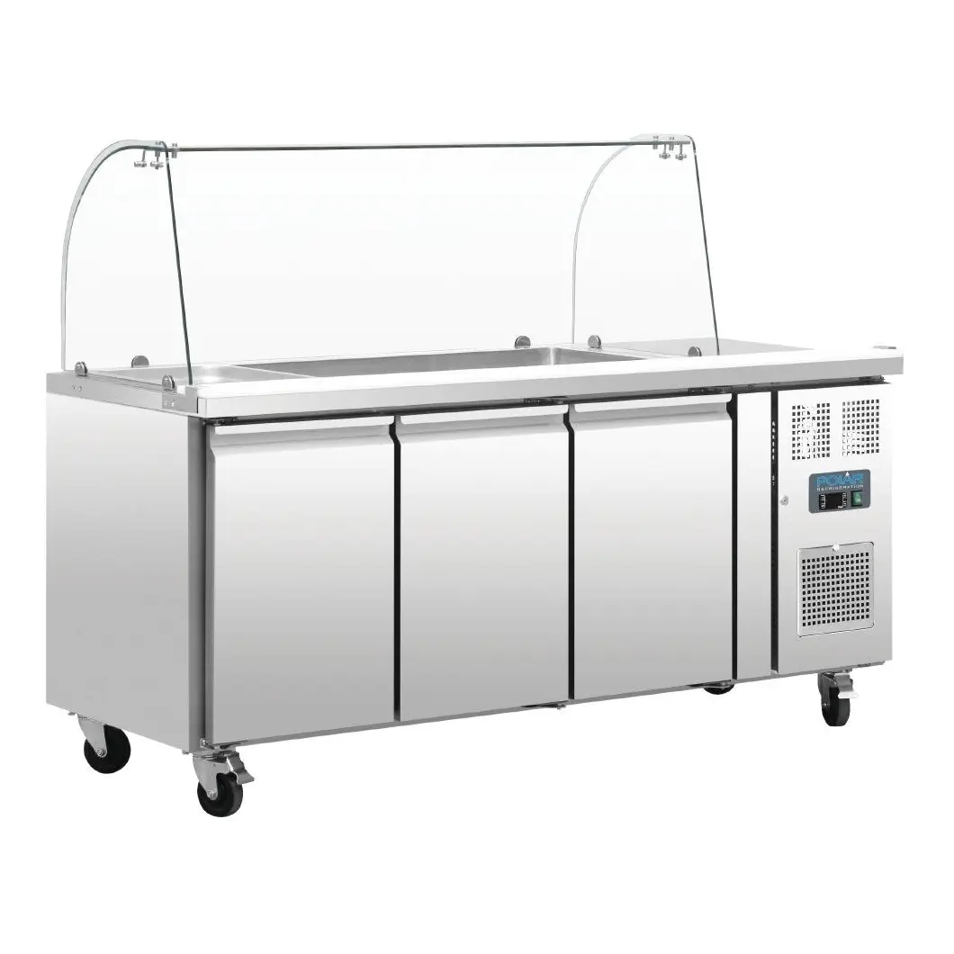 Comptoir de préparation réfrigéré GN avec pare-haleine Polar Série U 3 portes