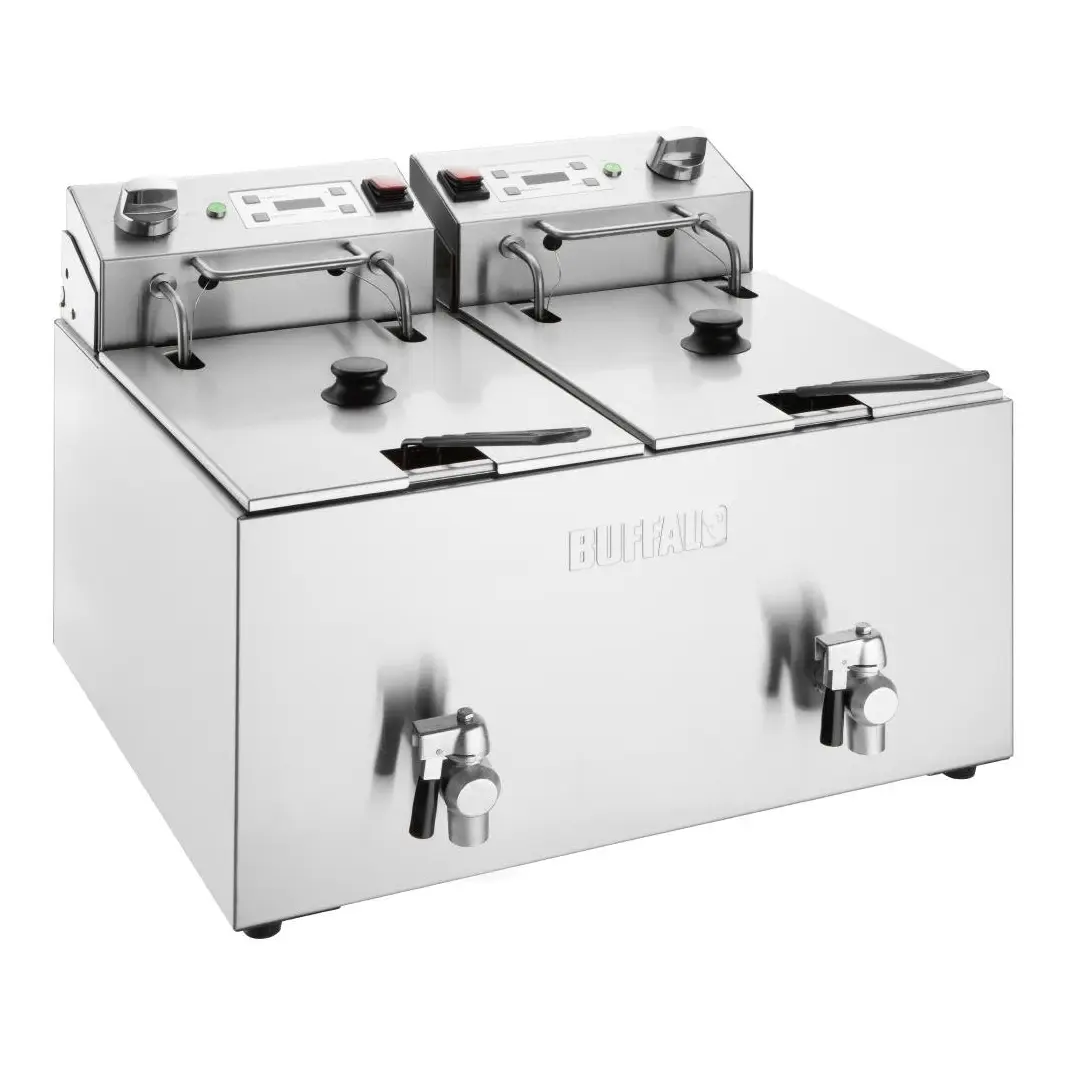 Friteuse électrique double avec minuterie Buffalo 2x8L