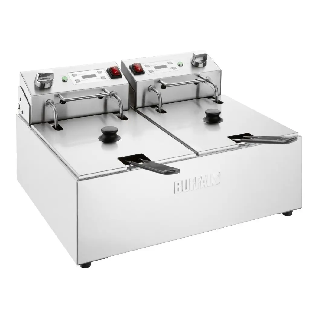 Friteuse électrique double avec minuterie Buffalo 2x5L