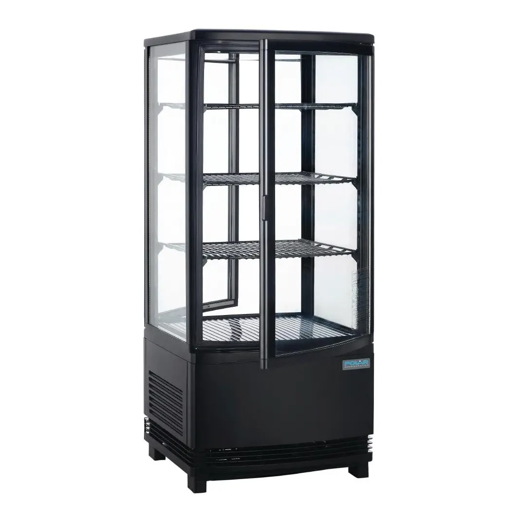 Vitrine réfrigérée porte incurvée économe en énergie Polar série C noire 86L