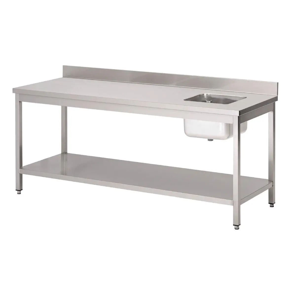 Table du chef avec bac à droite et dosseret Gastro M 850x1600x700mm