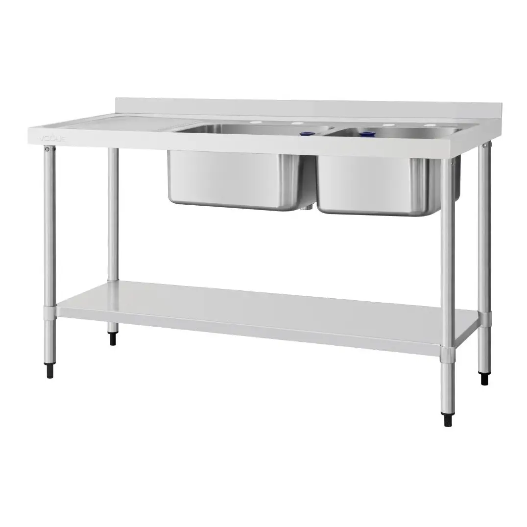 Plonge deux bacs égouttoir à gauche Vogue 1500mm