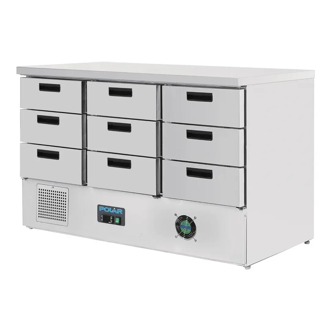 Table réfrigérée positive 9 tiroirs Polar série G 368L