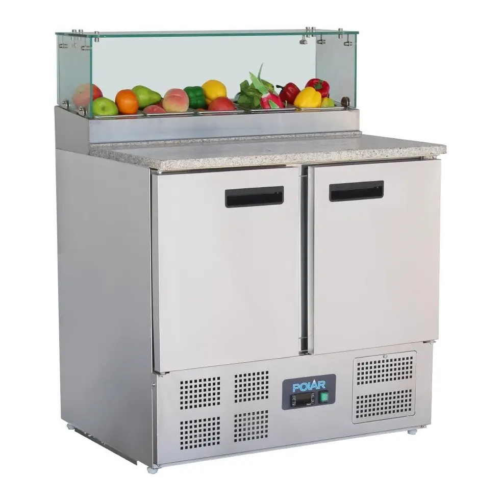 Comptoir à pizza 2 portes avec pare-haleine vitré Polar Série-G 256L