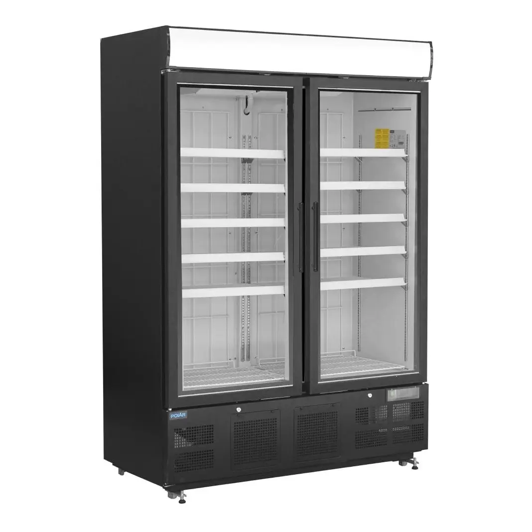 Vitrine réfrigérée négative avec caisson lumineux Polar Série G 920L noire