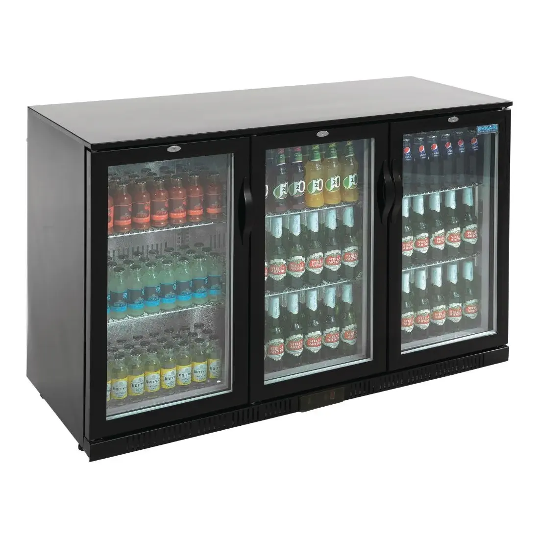 Arrière-bar trois portes battantes Polar Série G noir 330L