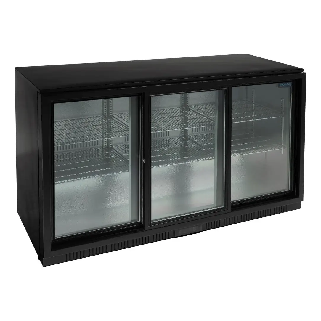 Arrière-bar trois portes coulissantes Polar Série G noir 320L