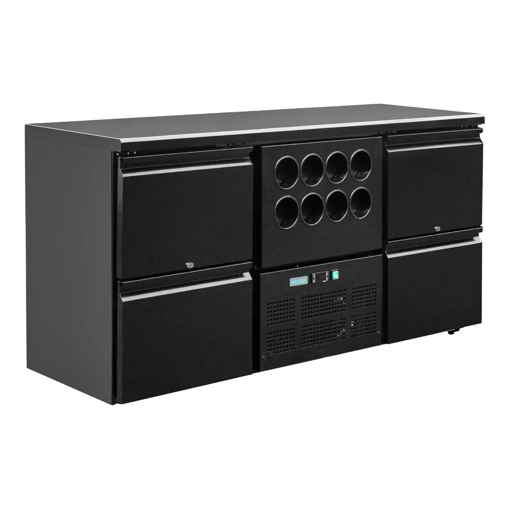 Arrière-bar Polar Série U 4 tiroirs et rafraîchisseur à vin pour 8 bouteilles