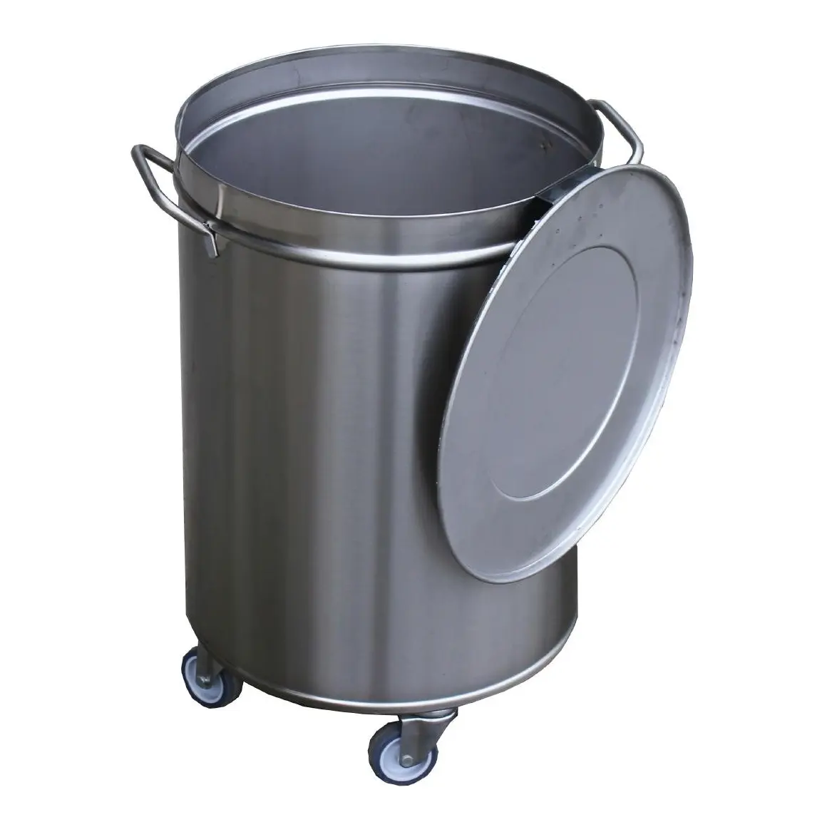 Poubelle inox avec roues et couvercle Gastro M 90L